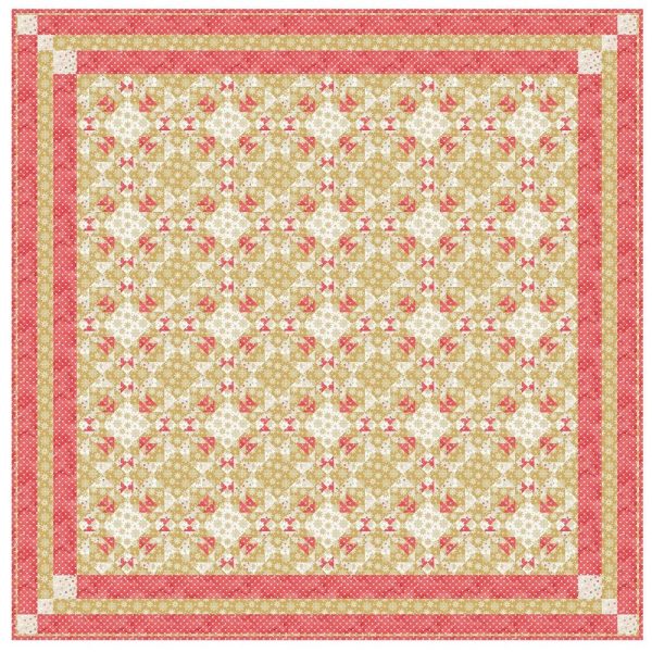 Red Grunge and Gold Christmas Quilt Kit 80  x 80  Fashion