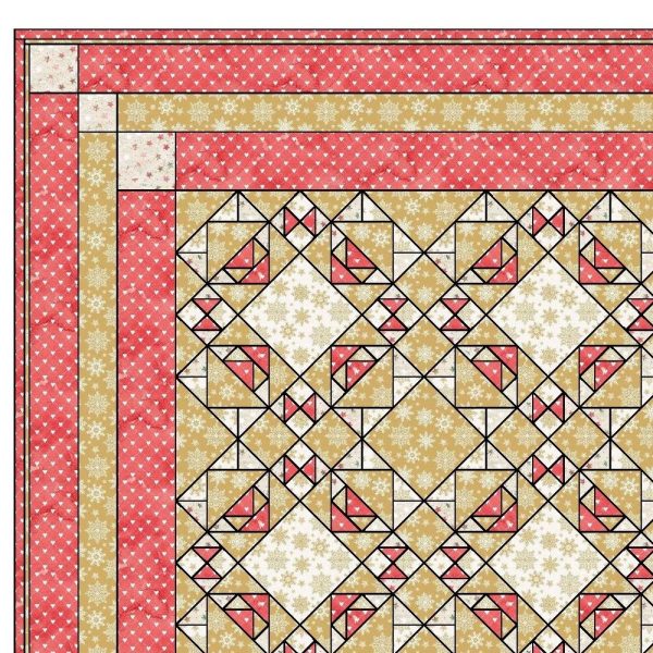Red Grunge and Gold Christmas Quilt Kit 80  x 80  Fashion - Image 3