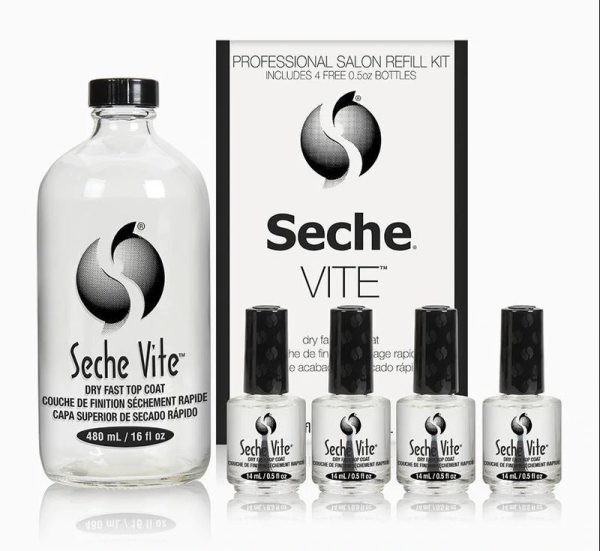 Seche Vite Top Coat Refill Kit - 16oz + 4 bottles 0.5oz Online Hot Sale