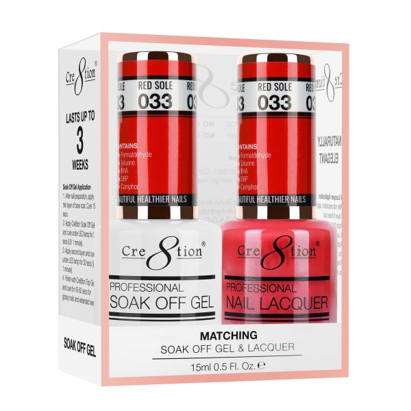 Cre8tion Soak Off Gel Matching Pair 0.5oz 033 RED SOLE For Cheap
