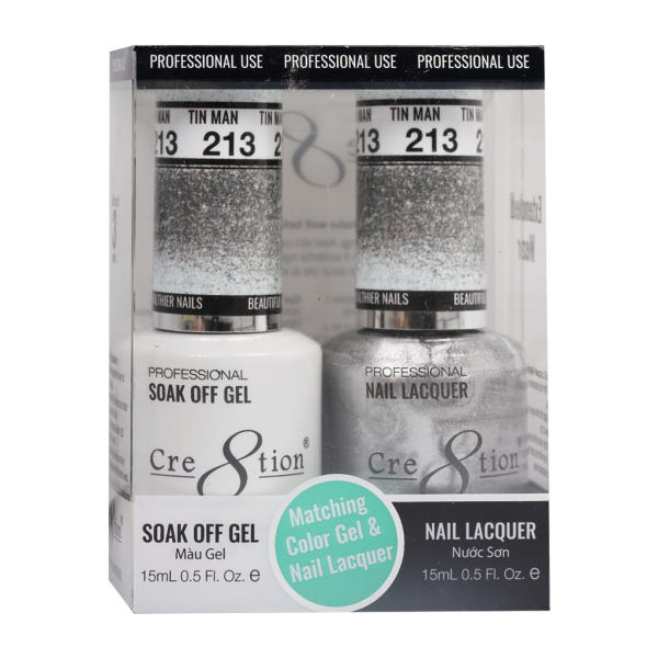 Cre8tion Soak Off Gel Matching Pair 0.5oz 213 TIN MAN Cheap