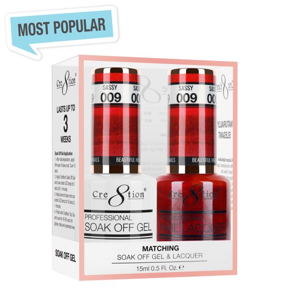 Cre8tion Soak Off Gel Matching Pair 0.5oz 009 SASSY (SHIMMERY) Online