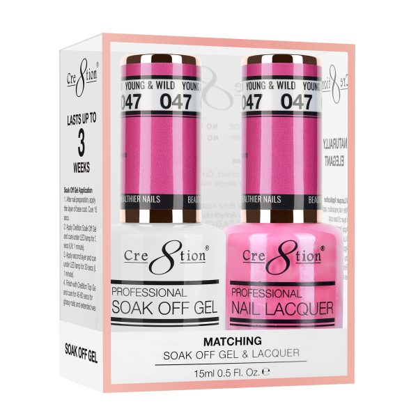Cre8tion Soak Off Gel Matching Pair 0.5oz 047 YOUNG AND WILD For Cheap